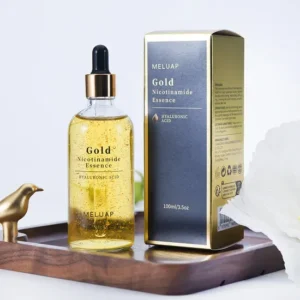 Sérum visage anti-âge 100 ml à l'acide hyaluronique, à l'or 24 carats et à la nicotinamide : sérum liftant au collagène, soin éclaircissant et anti-âge.